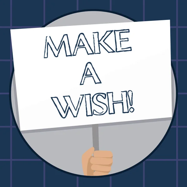 Scrittura concettuale a mano che mostra Make A Wish. Business photo text Per avere sogni desideri su eventi futuri Sii positivo . — Foto Stock