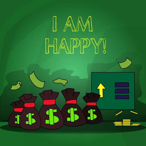 Tekst schrijven word ik Am Happy. Businessconcept voor een vervuld leven vol liefde goed geluk. — Stockfoto