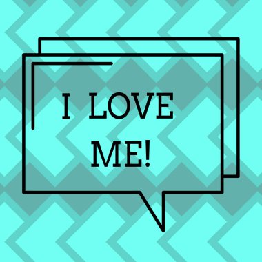 Kendini selfacceptance dikdörtgen anahat saydam çizgi konuşma balonu fotoğraf boş yer için iyi duygular sevgi sevmek için metin işaret gösterilen aşk bana kavramsal fotoğraf.