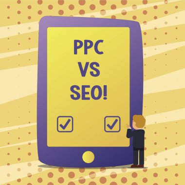 El yazısı metin Ppc Vs Seo. Arama Motoru Optimizasyonu stratejileri karşı tıklama başına ödeme anlam kavramı.