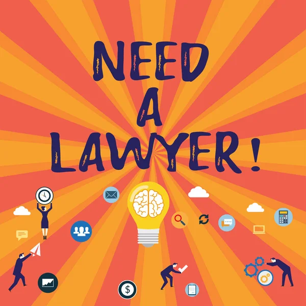 テキストを書き込む必要があります A 弁護士を言葉します。法的なアドバイスの弁護士の助言を提供するためのビジネス コンセプト. — ストック写真