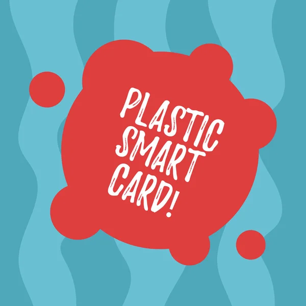 Conceptuele hand schrijven weergegeven: Plastic Smart Card. Business foto tekst beveiligingstoken die intelligente chip leeg vervormd kleur ronde vorm met kleine cirkels ingesloten. — Stockfoto