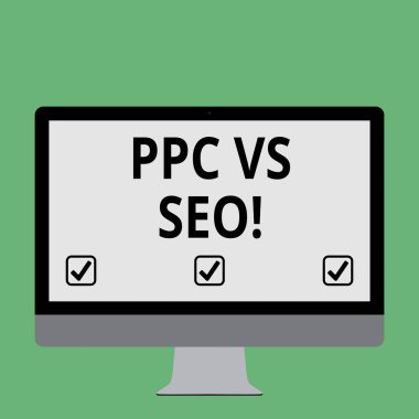 El yazısı metin Ppc Vs Seo. Arama Motoru Optimizasyonu stratejileri karşı tıklama başına ödeme anlam kavramı.