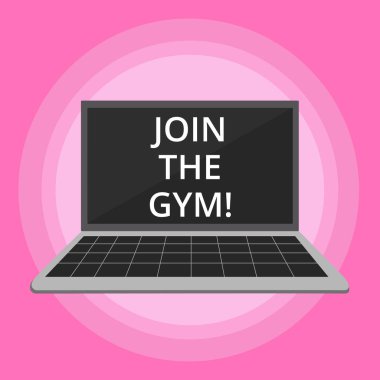 Word metin jimnastik salonu katılmak yazma. İş kavramı yapma dışarı çalışmaya başlamak için motivasyon için fitness egzersizleri.