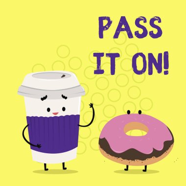 Pass It On gösterilen metin işareti. Kavramsal fotoğraf paylaşım diğerleri ile bir şey kelime paylaşım söz yaymak.