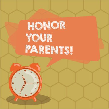 Kavramsal el onur Sayın veliler gösterilen yazma. Ailen yaşlı dikdörtgen konuşma balonu yerleşimi ve Analog çalar saat için iş fotoğraf metin yüksek saygı büyük saygı.