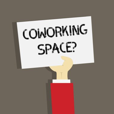 Metin yazma Coworking Spacequestion kelime. İş Hizmetleri için iş kavramı ofis çalışmak için paylaşılan.