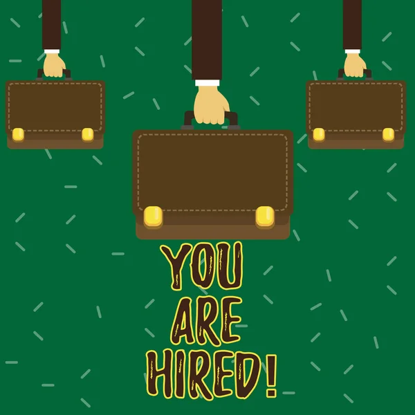 Konzeptionelle Handschrift, die zeigt, dass Sie eingestellt wurden. Business-Foto zeigt Rekrutierung, die für einen Job der richtige Kandidat ausgewählt wird. — Stockfoto