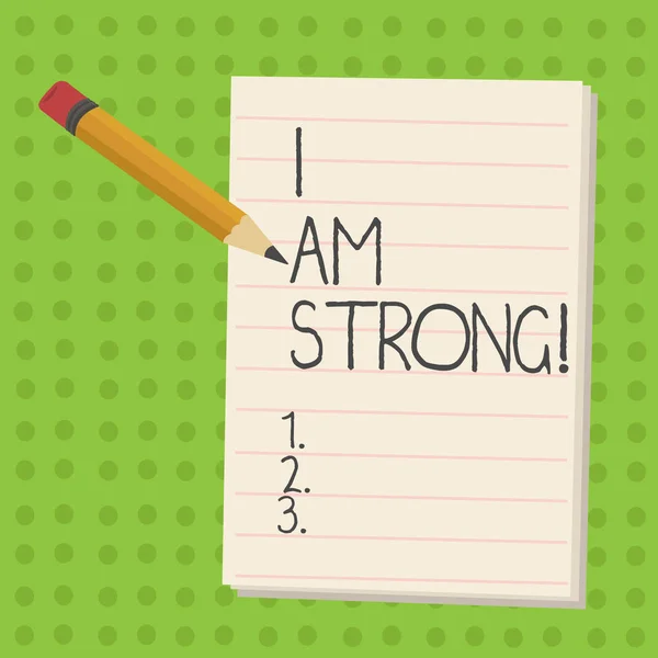 A kézírás szöveg én erős vagyok. Koncepció, azaz nagy erőt hogy egészséges erős eléréséhez minden. — Stock Fotó