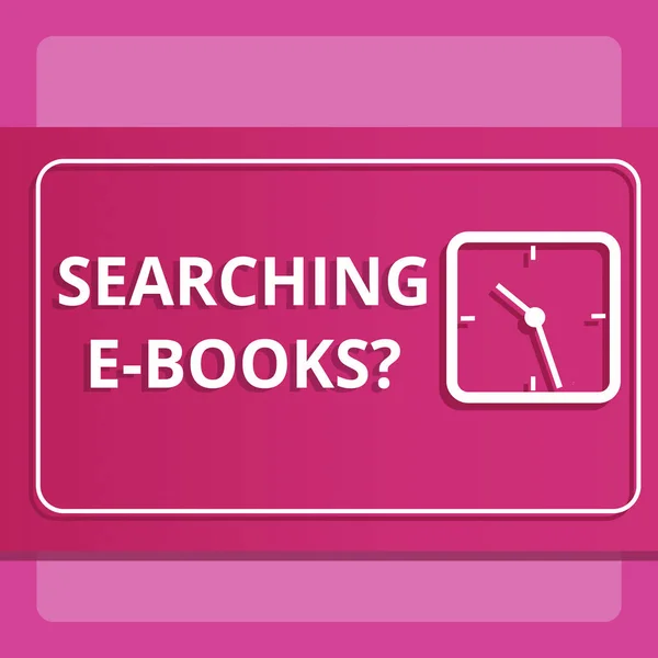 Writing note showing Searching E Booksquestion. Business photo showcasing Looking for online literature modern reading. — Stock Photo, Image