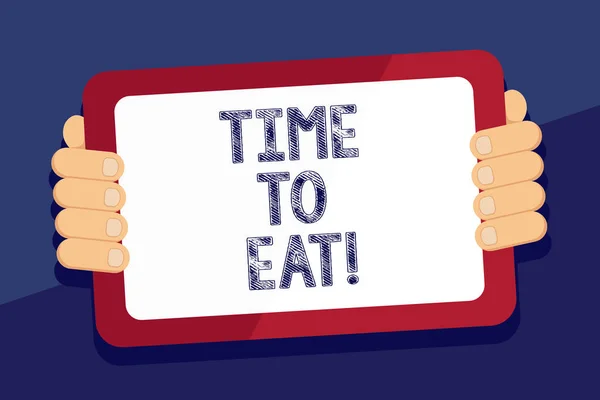 Writing note showing Time To Eat. Business photo showcasing Right moment to enjoy a meal lunch dinner good food starving. — Stock Photo, Image