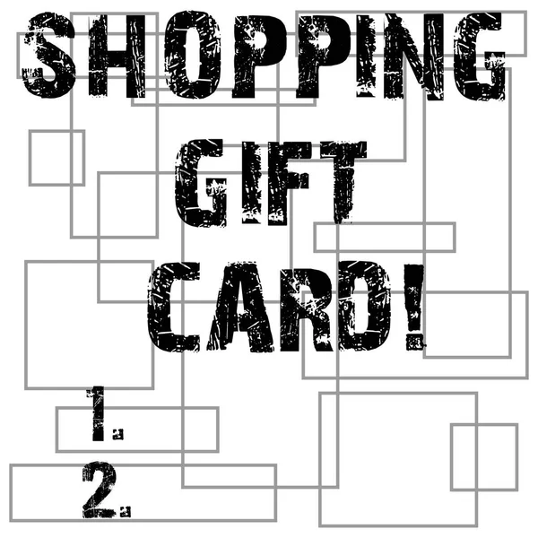 Scrittura concettuale a mano che mostra Shopping Gift Card. Foto Business pezzo di carta che si acquista presso il negozio e dare a qualcuno contorni di diverse dimensioni forma geometrica in ripetizione modello . — Foto Stock