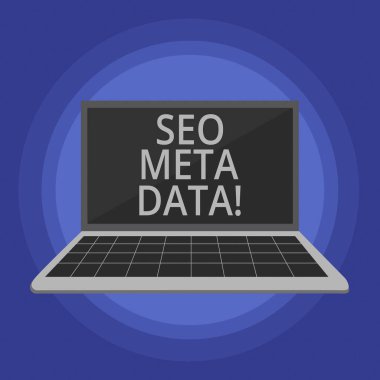 Metin SEO Meta verileri gösteren bir işaret. Kavramsal fotoğraf arama motoru optimizasyonu Online pazarlama stratejisi.