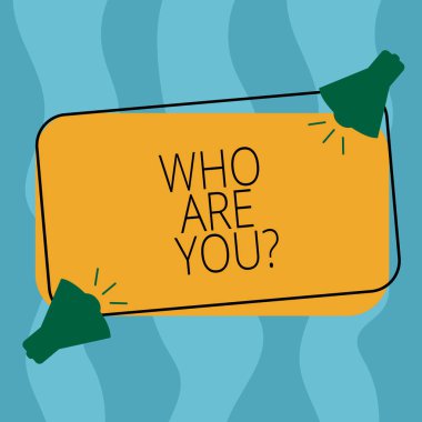 Kavramsal el Are You gösterilen yazma. İş fotoğraf vitrine tanımlamak tanıtmak kendinizi demonstratingality seviyor sevmeyen iki dikdörtgen şeklinde özetlenen üzerinde ses simgesi olan megafon.