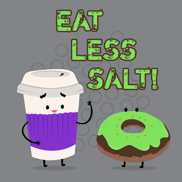 Escrita de mão conceitual mostrando comer menos sal. Texto para fotos de negócios Reduza a quantidade de sódio na sua dieta ingerindo saudável . — Fotografia de Stock