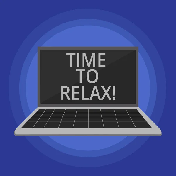 Signo de texto que muestra Time To Relax. Foto conceptual Momento de relajación para un descanso de trabajo o estudio de ocio . —  Fotos de Stock