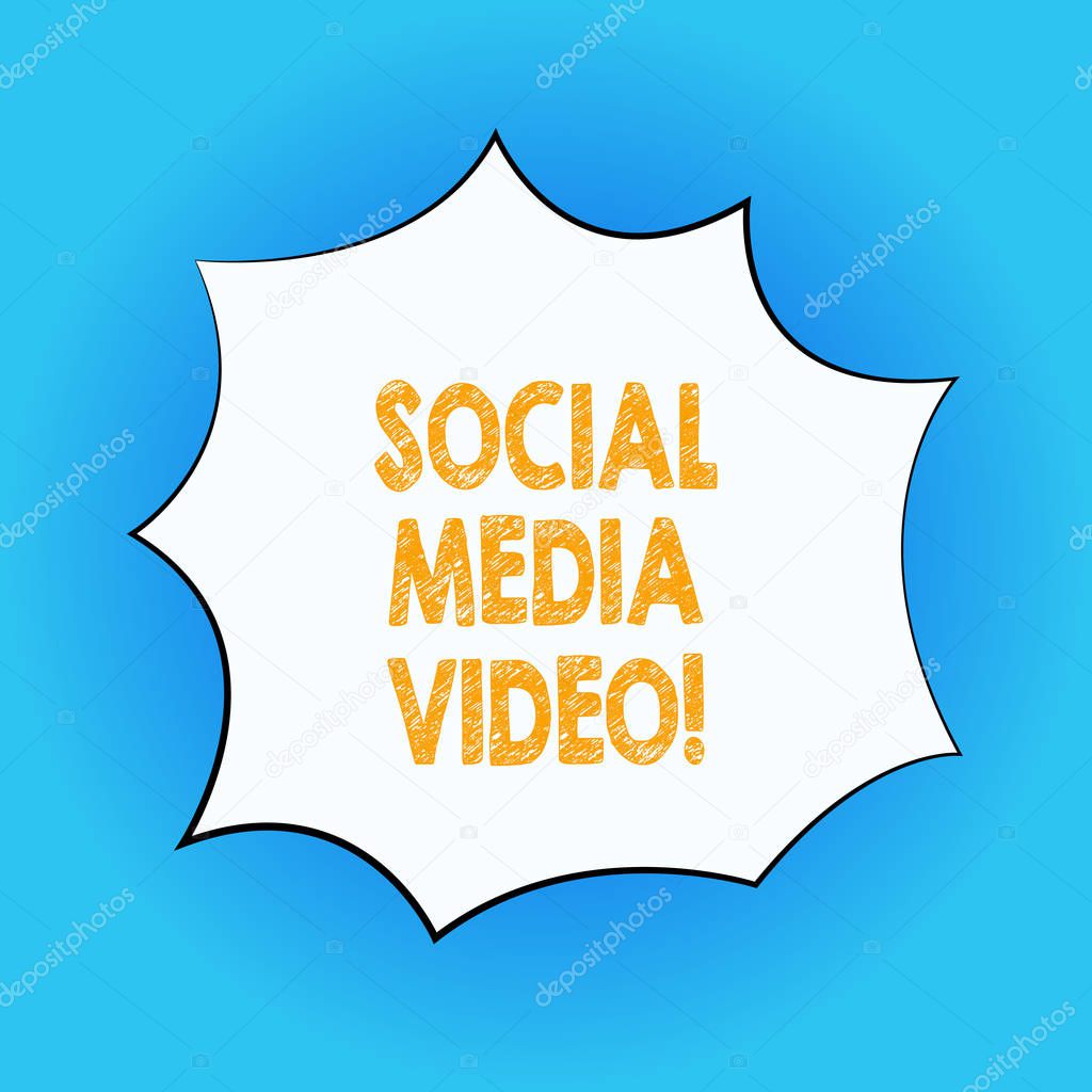 Handwriting text Social Media Video. Concept meaning website to share moments or content between friends Blank Color Explosion Blast Scream Speech Bubble photo for Promotion Ads.