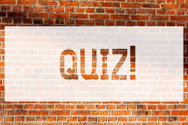Gösterilen metin işaret Quiz. Kavramsal fotoğraf kısa testleri değerlendirme sınav bilginizi tuğla duvar sanat Graffiti motivasyonel çağrı duvarda yazılı gibi ölçmek için.