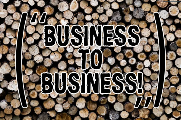 Text tecken visar Business To Business. Konceptuella foto arbetar marken businessanalysis upptagen arbeta hårt sluta spela trä bakgrund vintage trä vilda meddelande idéer avsikter tankar. — Stockfoto