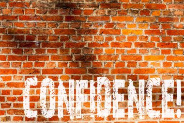 Word yazma metin güven. Asla herhangi bir zamanda değer, senden şüphe ettiğim için iş kavramı ilham ve kendini tuğla duvar sanat gibi duvarda yazılı Graffiti motivasyonel arama dönüşümü.