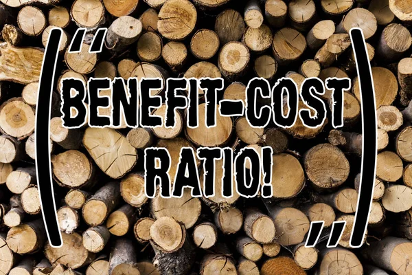 Conceptual hand writing showing Benefit Cost Ratio. Business photo showcasing Relationship between the costs and benefits of project Wooden background vintage wood wild message ideas thoughts.