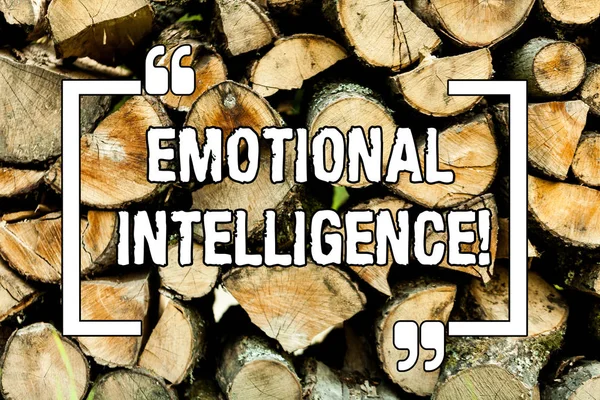 Text sign showing Emotional Intelligence. Conceptual photo Capacity to control and be aware of demonstratingal emotions Wooden background vintage wood wild message ideas intentions thoughts.