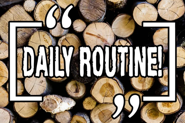 Word writing text Daily Routine. Business concept for Everyday good habits to bring changes Wooden background vintage wood wild message ideas intentions thoughts. — Stock Photo, Image