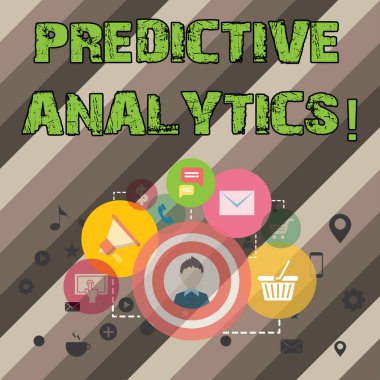 Writing note showing Predictive Analytics. Business photo showcasing Method to forecast Perforanalysisce Statistical Analysis. clipart