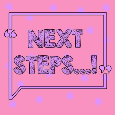 Sonraki adımları gösteren yazılı kavramsal el. İş fotoğraf metin aşağıdaki hamle strateji planı vermek yönergeleri kılavuz.