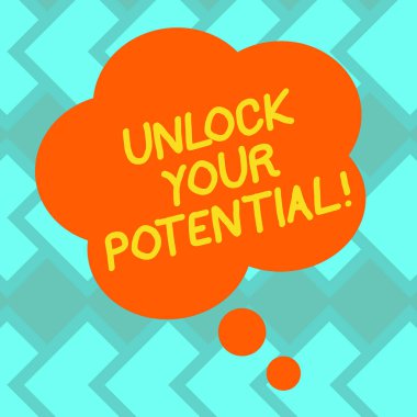Unlock Your Potential gösterilen metin işareti. Kavramsal fotoğraf ortaya yetenek ekmek becerileri yeteneklerini boş renk çiçek şekil düşündüm konuşma balonu fotoğraf sunumu reklamlar için.