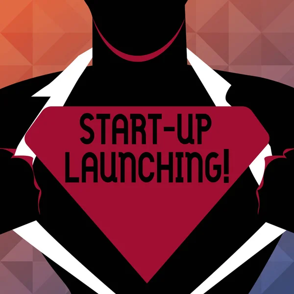 Tekst teken weergegeven: Start Up lancering. Conceptuele foto starten begin strategieën van een bedrijf onlangs naar voren gekomen. — Stockfoto