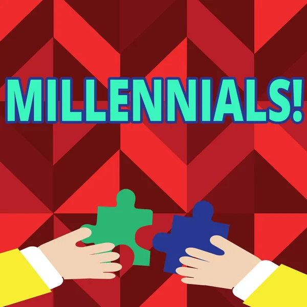 Signo de texto que muestra los Millennials. Generación de fotos conceptuales Y Nacido de 1980 a 2000 . — Foto de Stock