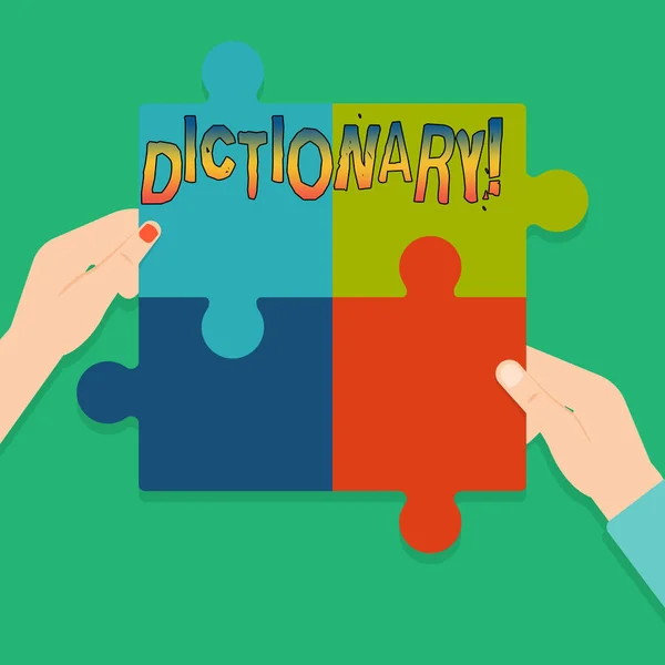 Ordet skriva text ordbok. Affärsidé för att lära sig ett annat vocabs och synonymer från bok. — Stockfoto