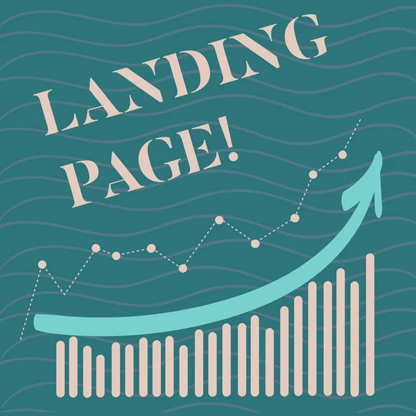 A kézírás szöveg Landing Page. Koncepció, azaz honlapján egy linket egy másik weblapon kattint. — Stock Fotó