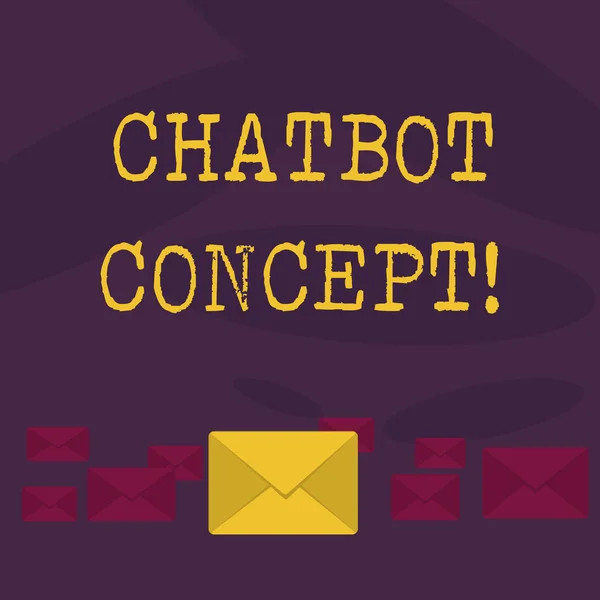 개념적 손을 Chatbot 개념을 보여주는 작성입니다. 비즈니스 사진 텍스트 가상 비서가 인공 지능 온라인 도움말. — 스톡 사진