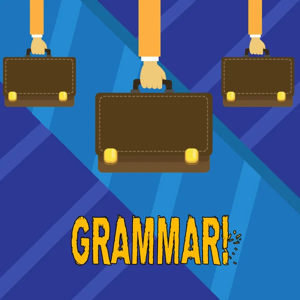 Writing Obs visar grammatik. Företag foto skylta System och struktur av en språk rätt ordentlig skrivregler. — Stockfoto