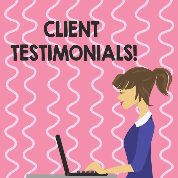 Text sign showing Client Testimonials. Conceptual photo Customer Personal Experiences Reviews Opinions Feedback.