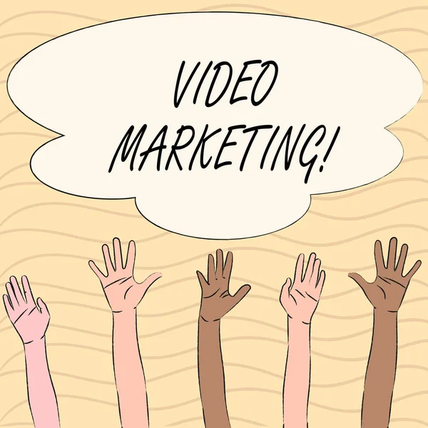 단어 쓰기 텍스트 비디오 마케팅입니다. 미디어 광고 멀티미디어 프로 모션 디지털 전략에 대 한 비즈니스 개념. — 스톡 사진
