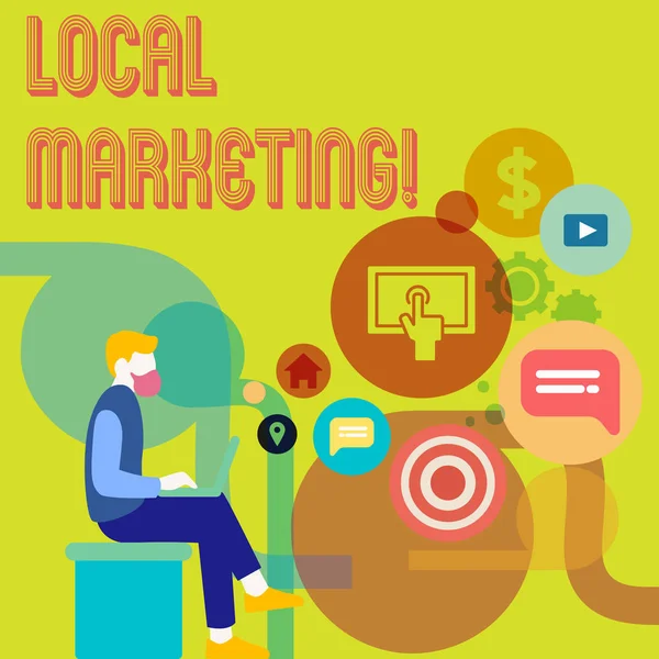 Word tekst intoetsen lokale Marketing. Businessconcept voor regionale reclame commerciële lokaal aankondigingen. — Stockfoto