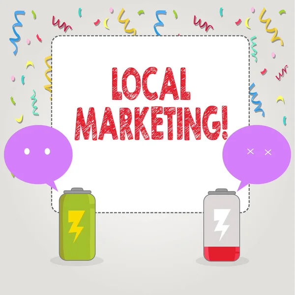 Text sign showing Local Marketing. Conceptual photo Regional Advertising Commercial Locally Announcements.