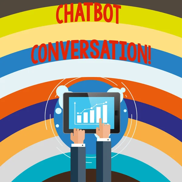 Scrittura concettuale a mano che mostra la conversazione Chatbot. Testo della foto aziendale Chiacchierando con assistente virtuale intelligenza artificiale . — Foto Stock