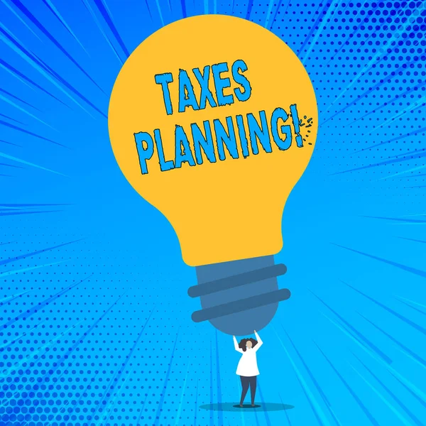 Szó szöveg írása adók tervezés. A pénzügyi tervezés adózás üzleti kifizetések kész üzleti koncepció. — Stock Fotó
