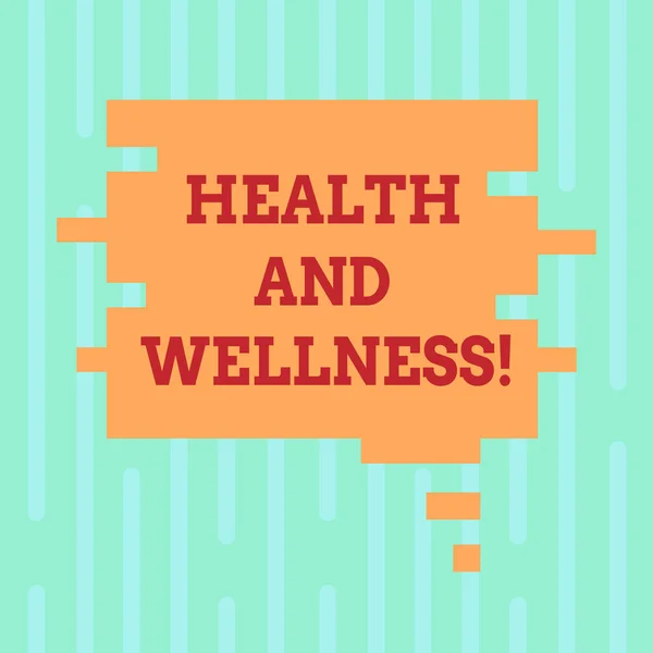 Word writing text Health And Wellness. Business concept for being in good shape Healthy food workout drink water Blank Color Speech Bubble in Puzzle Piece Shape photo for Presentation Ads. — Stock Photo, Image