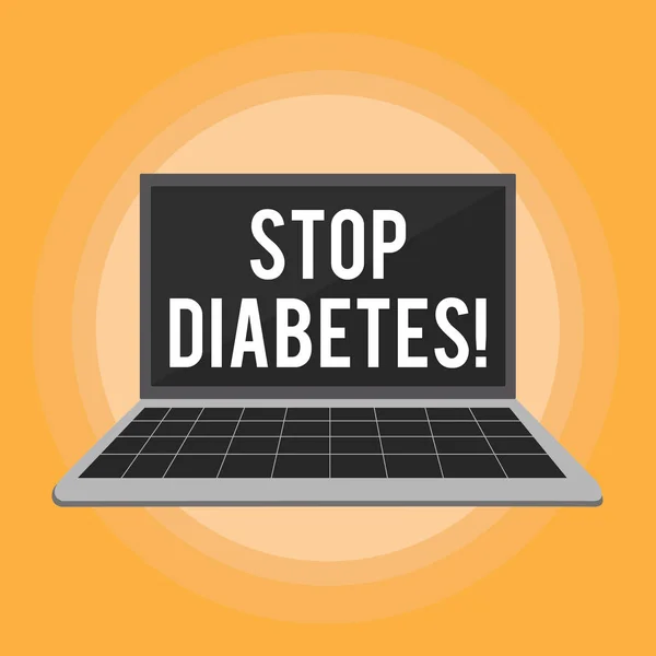 Tekst teken weergegeven: stoppen met Diabetes. Conceptuele foto verzorgen van uw suiker niveaus gezond dieet voeding gewoonten. — Stockfoto