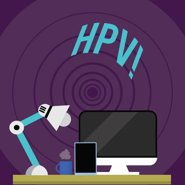 Schrijven van de notitie weergegeven: Hpv. Business foto presentatie van Huanalysis Papillomavirus infectie seksueel overdraagbare ziekte ziekte. — Stockfoto