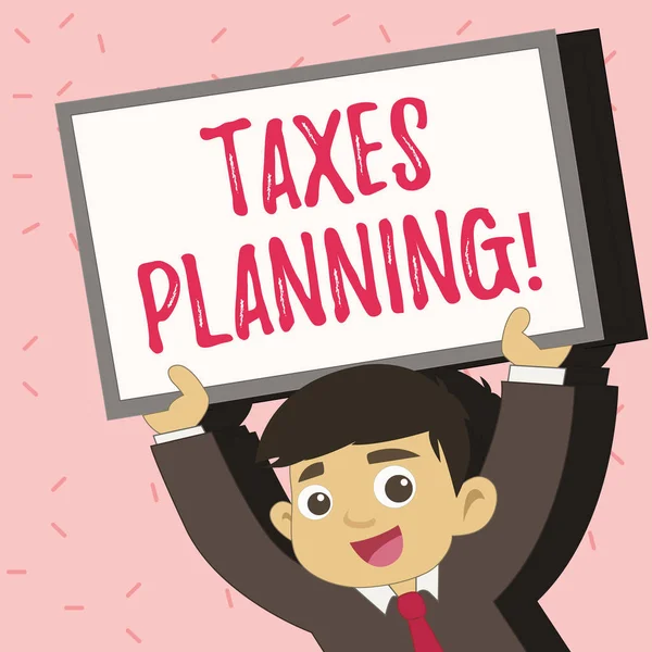Signo de texto que muestra Planificación de impuestos. Foto conceptual Planificación Financiera Fiscalidad Negocios Pagos Preparados . — Foto de Stock