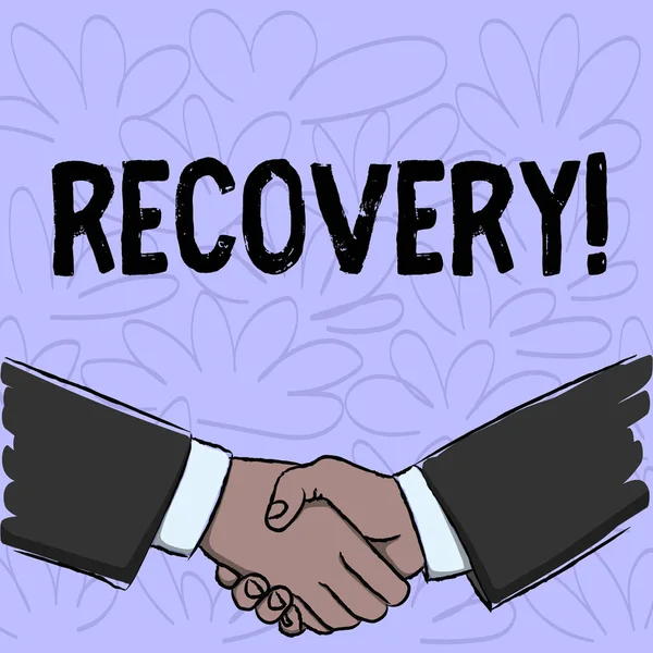 Conceptual hand writing showing Recovery. Business photo text Return to normal state of health Regain possession or control. — Stock Photo, Image