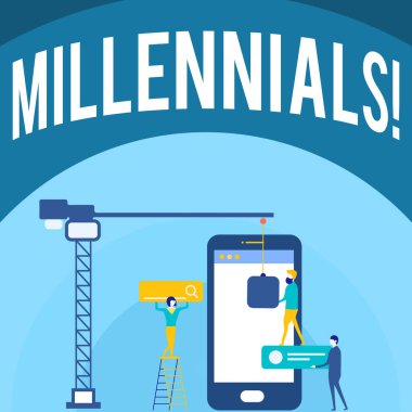 Millennials yazma el yazısı metin. Nesil Y tarihi 1980'lerin 2000'lerde için anlam kavramı.