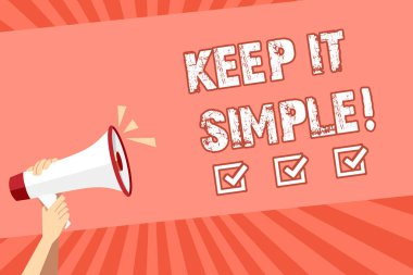 Kavramsal el tutmak bu basit gösterilen yazma. Basitleştirmek şeyler kolay anlaşılır net özlü fikirler vitrine iş fotoğraf.