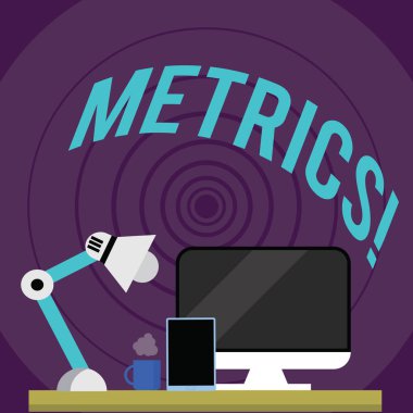 Writing note showing Metrics. Business photo showcasing Method of measuring something Study poetic meters Set of numbers. clipart